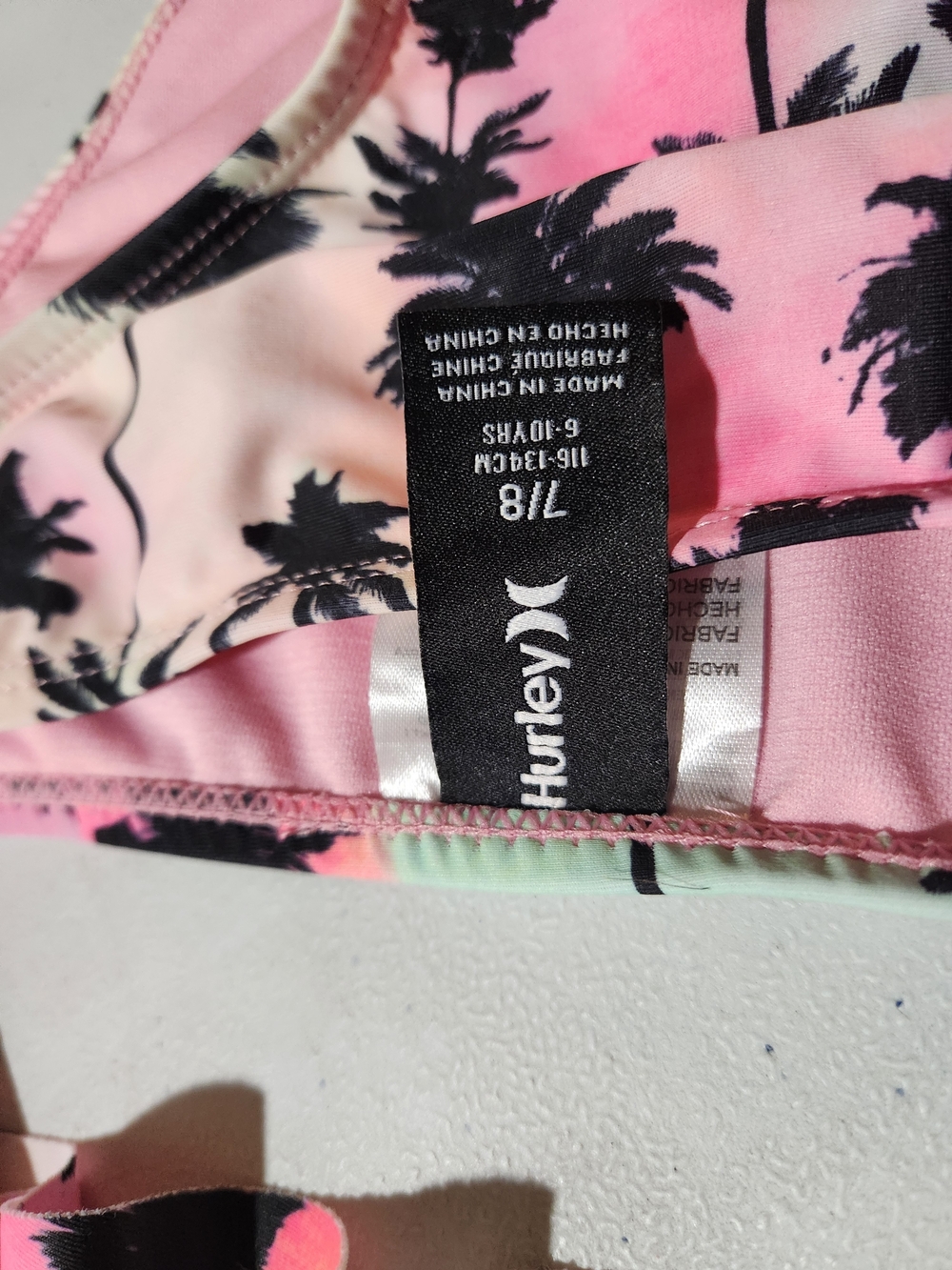 Hurley Girls 2-Piece Tankini Swimsuit Set – Palm Tree Tie-Dye – Size 7/8